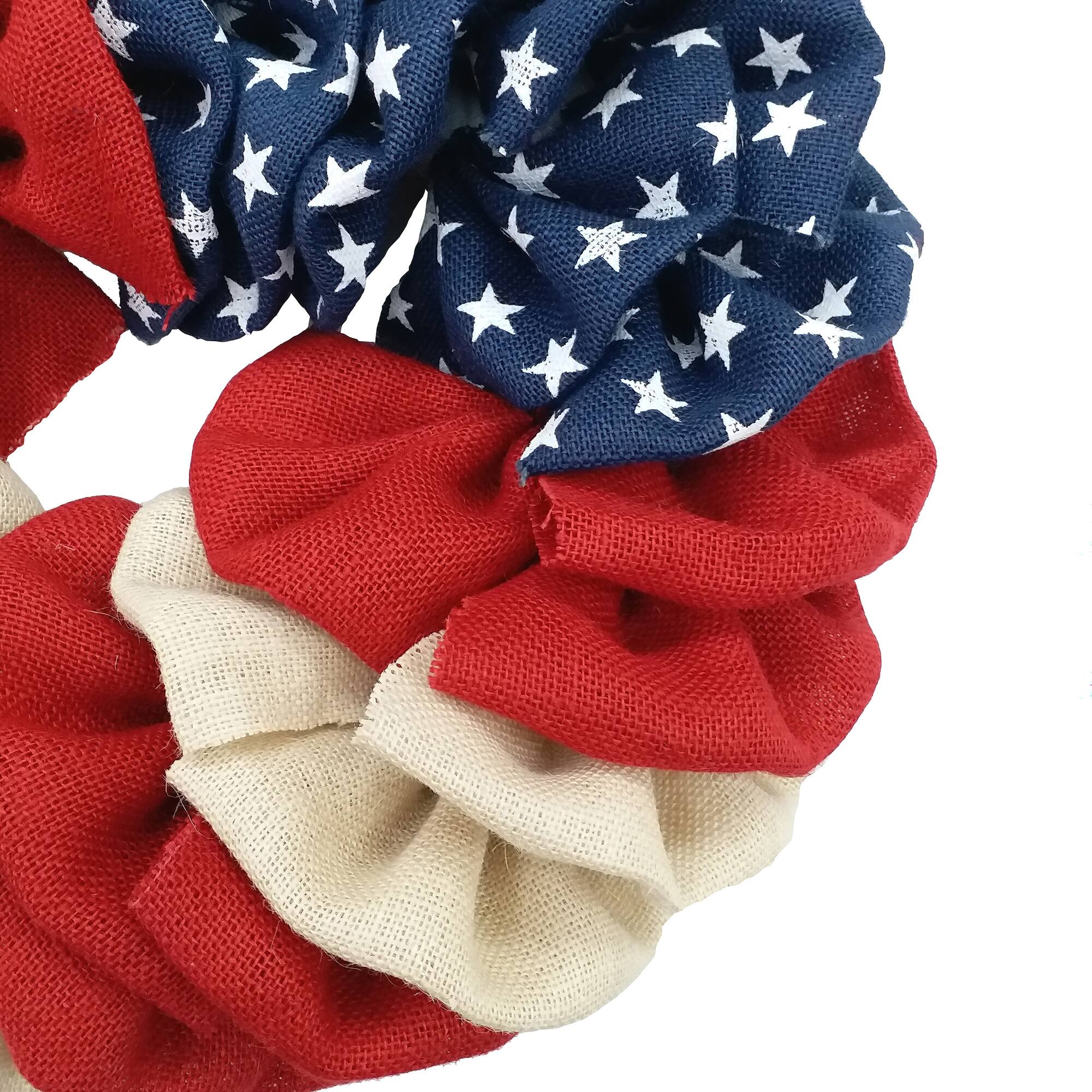 Red, White & Blue 20" Burlap US Flag Wreath by Celebrate It®